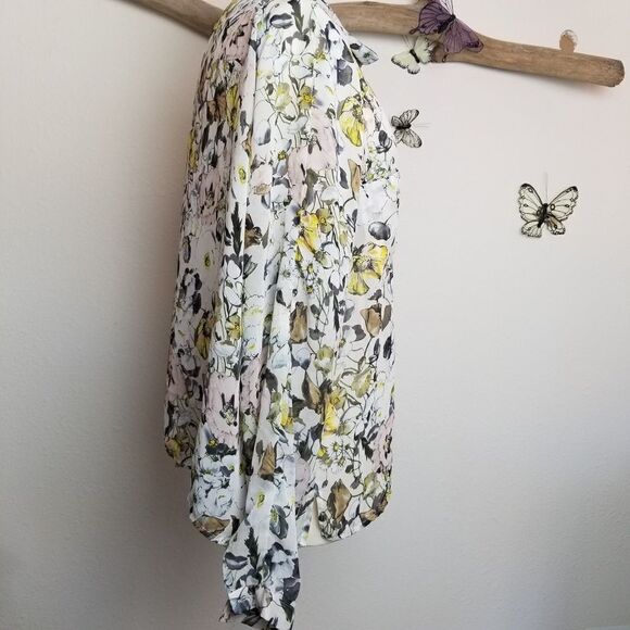 Jean's by Buffalo sheer floral long sleeve blouse - Picture 4 of 6